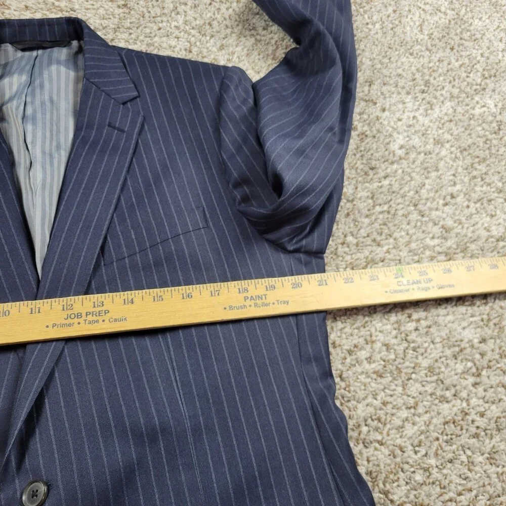 Banana Republic Blazer Mens 42L Blue Vitale Barberis Wool Lined Striped Mark*